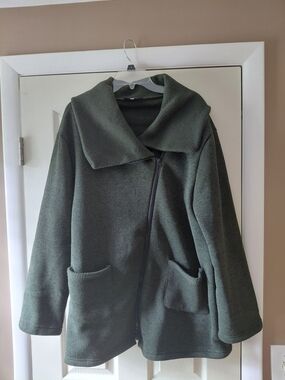 Olive Green Asymmetrical Zip Women’s Jacket